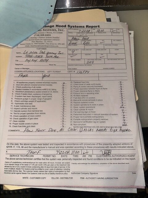 Master fire suppression system inspection testing maintenance repair Brooklyn Chinese restaurants 92